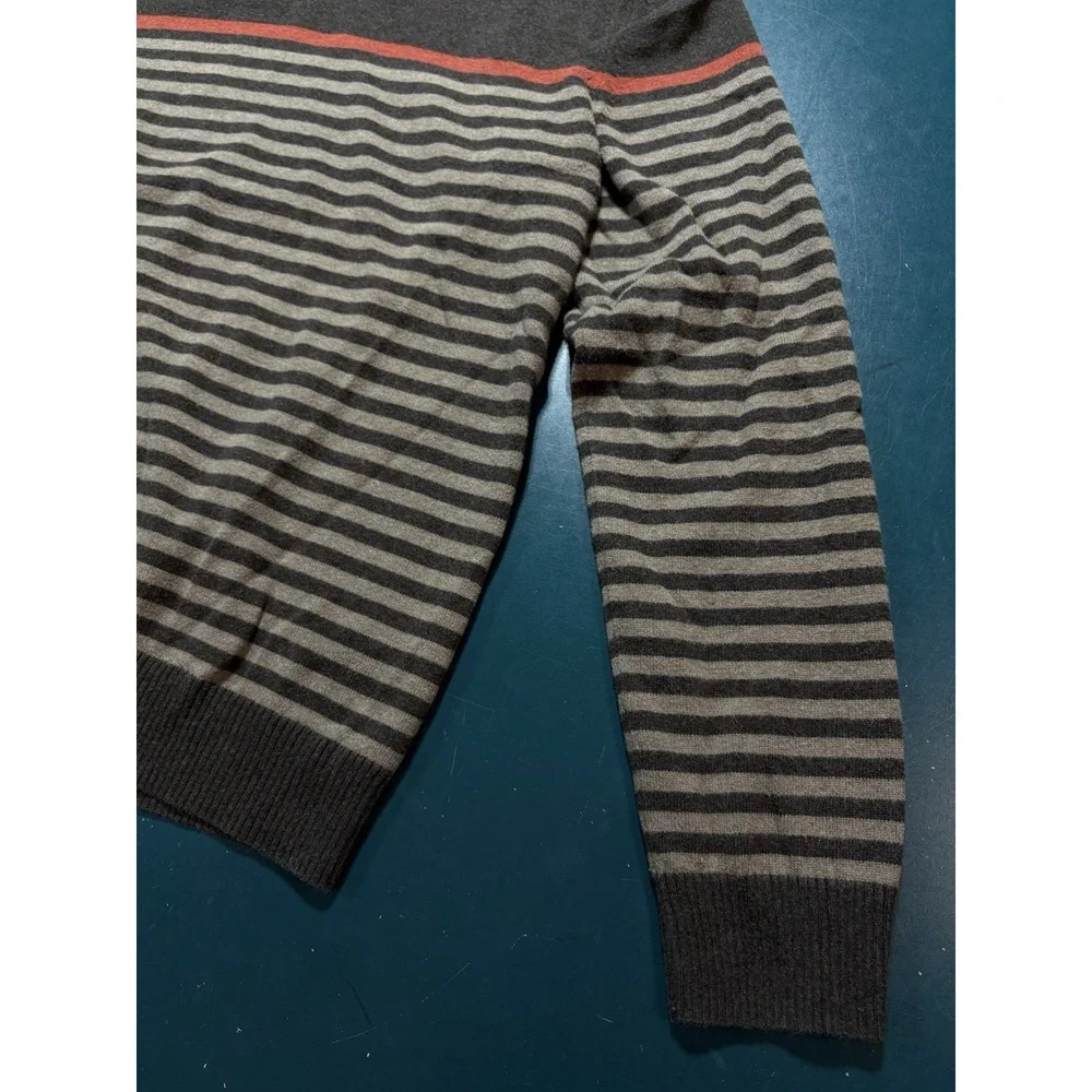 Banana Republic Sweater Men's Medium‎ Brown Striped Cotton Crewneck Pullover